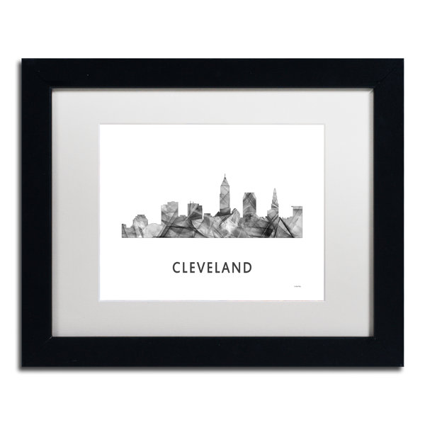 Trademark Art Cleveland Ohio Skyline WBBW Framed On Canvas by Marlene